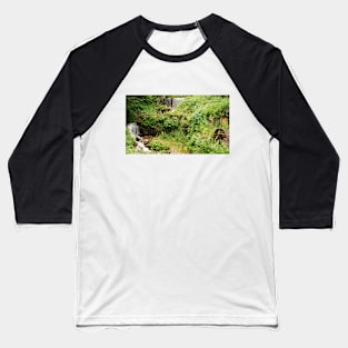 Mill Water Wheel and Stream Baseball T-Shirt